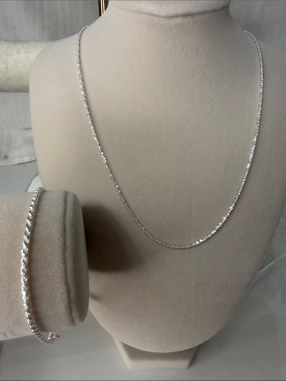 20” Stamped Sterling Silver Twist Rock Chain Necklace and 7” Twist Bracelet Set